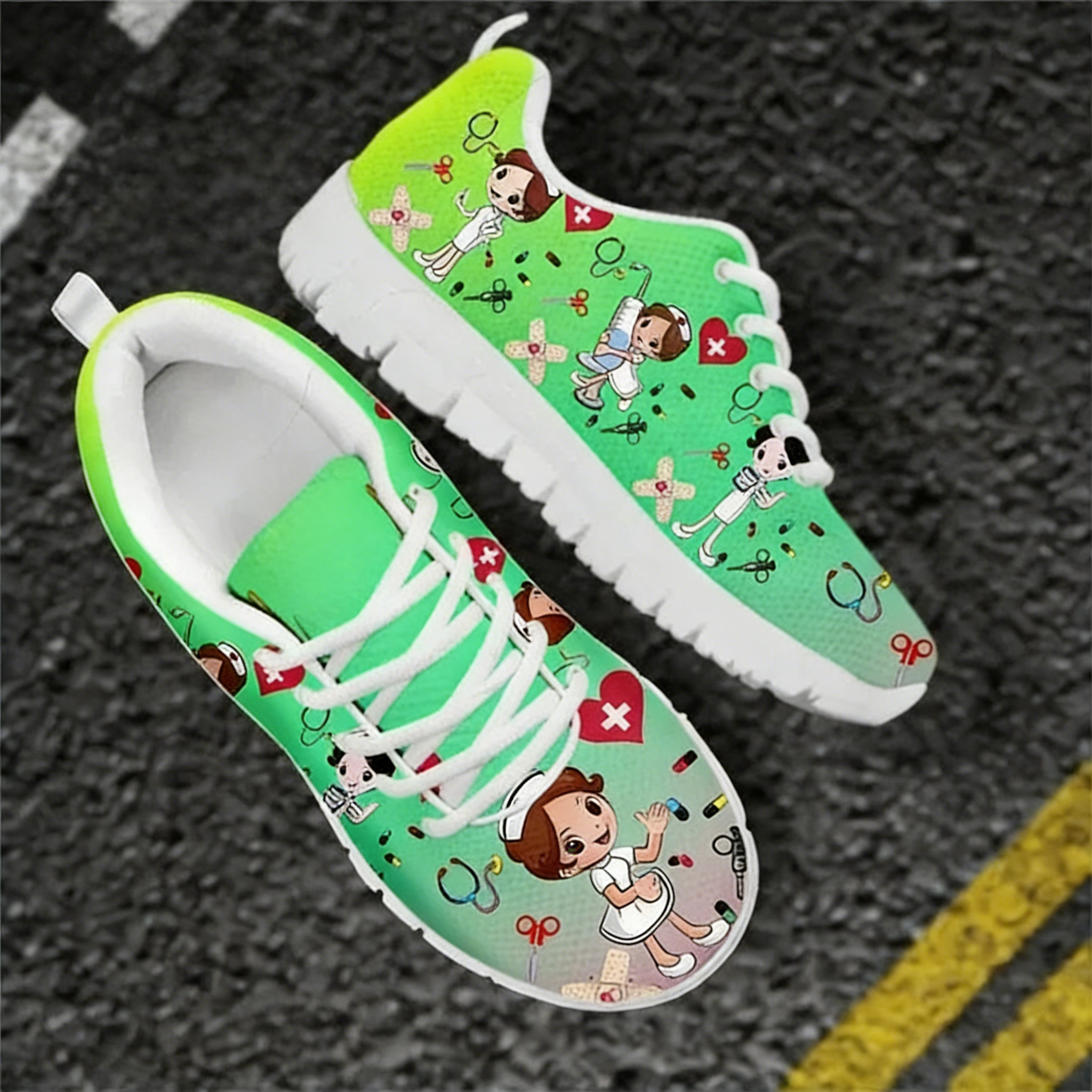 Men Shoes Name - Colorful Cartoon Nurse Sneakers Women's Shoes