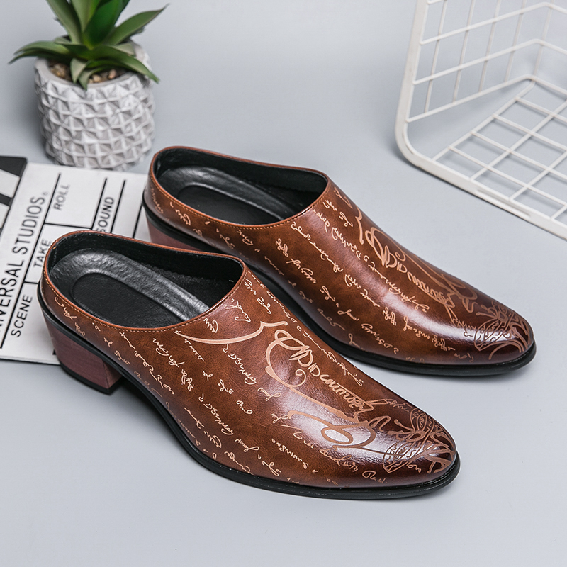Men'S Shoes With Toes - Men Brown Leather Mules Slippers Retro