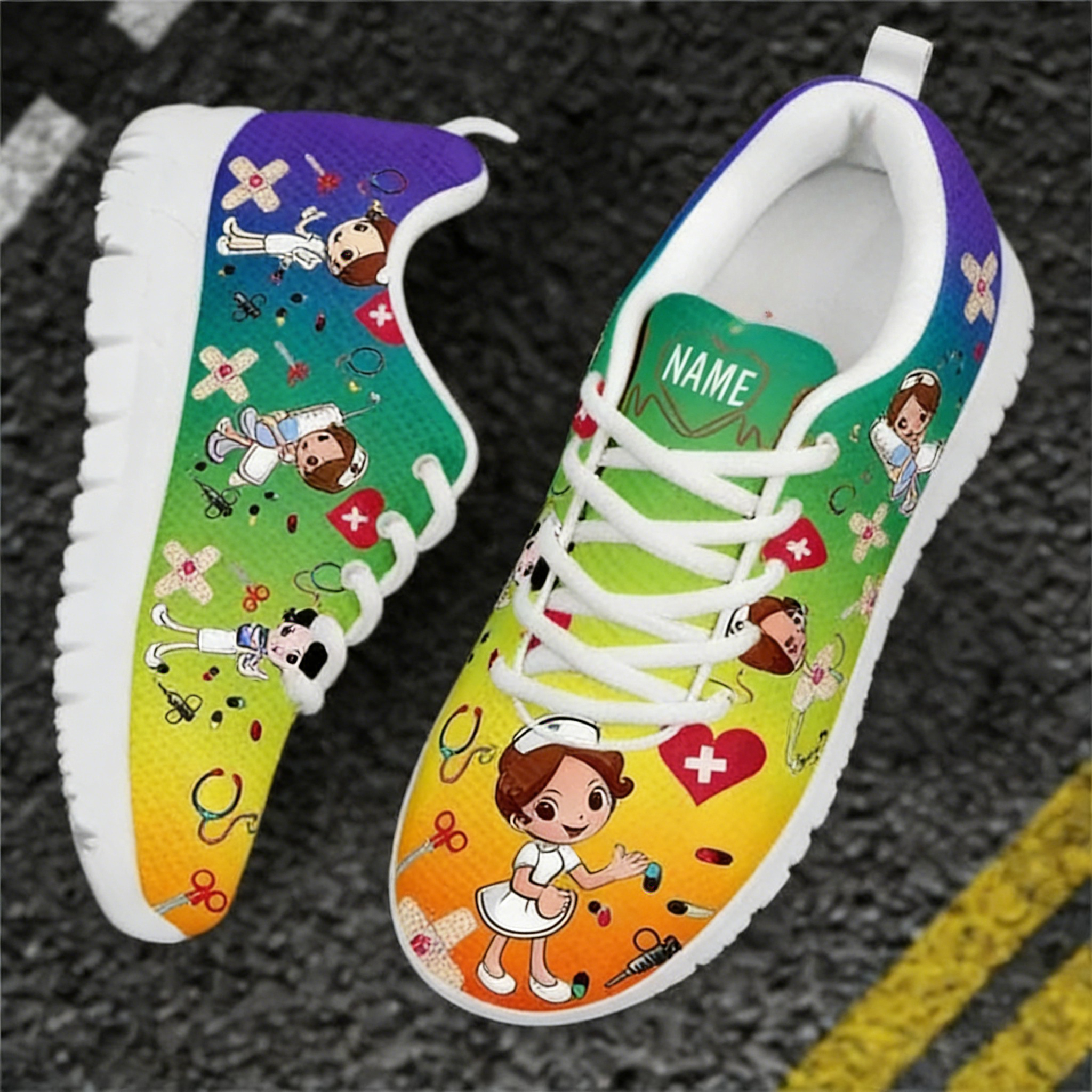 Colorful Cartoon Nurse Sneaker - Men Shoes Name recensie en prijs